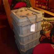 A millitary grey painted metal trunk