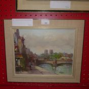 An oil on canvas Bord du Seine by Harry Koolen