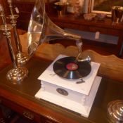 An old white painted gramaphone