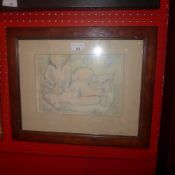 A modernist watercolour of a figures in a landscape