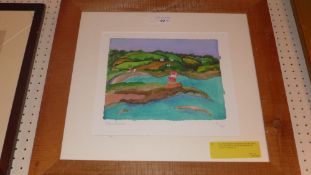 Two limited edition lithographs one of an interior scene the other of a landscape together with