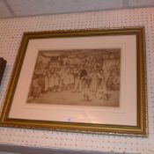 A sepia watercolour after Benjamin Vautier (1829-1898) 'The Wedding Day' monogrammed and dated