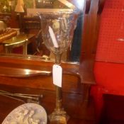 A Victorian brass Corinthium column form storm lantern