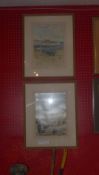 A pair of prints of watercolour coastal scenes by Francis R Flint