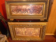 A large print of the aftermath of the battle of Waterloo in ornate gilt frame