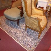An extremely fine Persian silk Nain carpet 296cm x 195cm central petal medallion surrounded by