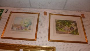 Two framed and glazed watercolours of rural scenes by Colonel H F Hardwood Eve