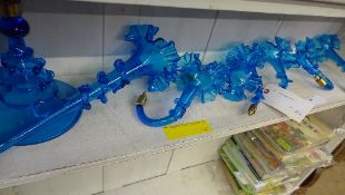 A turquoise glass epergne (a/f)