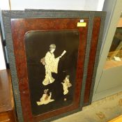 A pair of Japanese Shibyama panel depicting bone carved geisha in relief