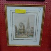 A watercolour Antwerp Belgium street scene attributed to Schafer