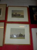 Two watercolour by David Addey view of Cathedral Kirkwall Orkney with accompanying book