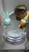 A Doulton figure of Robin Hood, Sylvac rabbit, Tang style horse, Berths treen and ladle