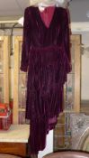 A Burgundy full-length evening dress by