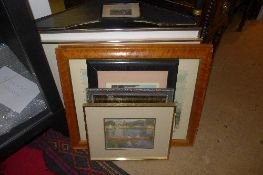 A collection of various prints framed and glazed