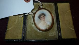 A miniature of a lady on ivory oval in c