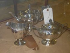 A sterling silver three piece teaset
