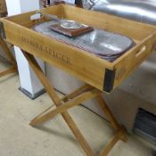 A pine 'Henry Spicer' vegetable tray on stand