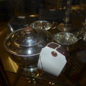 A hallmarked silver three piece teaset c