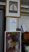 A limited edition print figure composition and a painting on glass