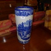A blue and white porcelain umbrella stan