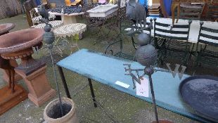 Two verdigris weather vanes
