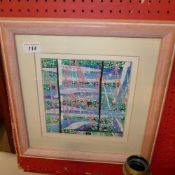 A framed and glazed abstract gouache collage entitled ''Stream of consciousness'' by Paul