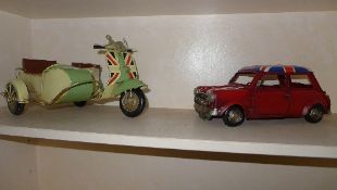 A red painted union jack flag mini and a