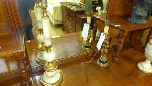 Two alabaster classical style table lamp