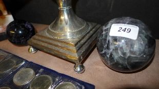 A pair of amethyst balls
