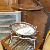 A tilt top C19th table and Edwardian swi