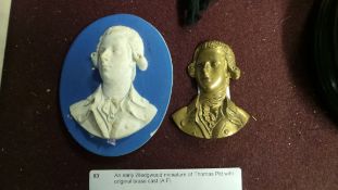 An early Wedgwood miniature of Thomas Pitt with original brass cast (A.F)