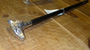 A novelty walking cane with wolf mask ha