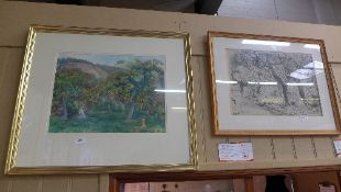 A watercolour ''Running with the Red Queen''  signed Ann Arnold, and a watercolour with a Belinda