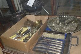A collection of silver plate including h
