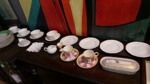 A collection of Wedgwood country ware pattern cups and saucers, similar, and ten Victorian porcelain