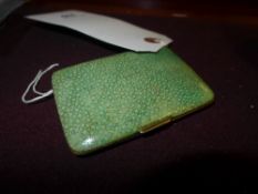 A shagreen Art Deco card case