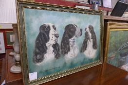 An oil on canvas portrait of three spani