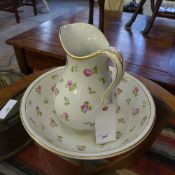 A Minton porcelain jug and basin with fl
