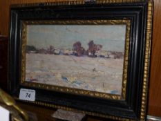 An oil on board by Ermolychev in ebonise