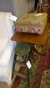 A set of bygone steps and a late C19th tapestry footstool
