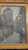 An oil on board of street in Tallin by Dubinchik painted 1963