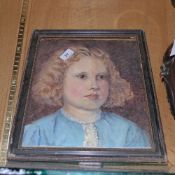 An oil on canvas portrait of a girl by W