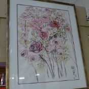 A pencil and watercolour of roses, by Ea