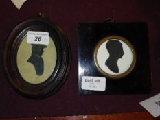 Two silk antique silhouettes depicting Robert Bate 1819-1841 wearing a Tom O'Shanter Scottish