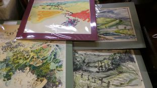 A collection of watercolours (4) two sig