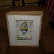 A set of four French balloon prints fram