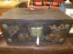 A C19th oriental lacquered side cupboard