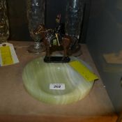 A marble ashtray with bronzed Napoleon on horse