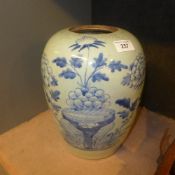A C19th provincial blue and white vase (no cover)
