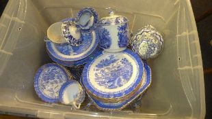 A collection of Royal Burslem and Royal Doulton blue and white dinnerware and others